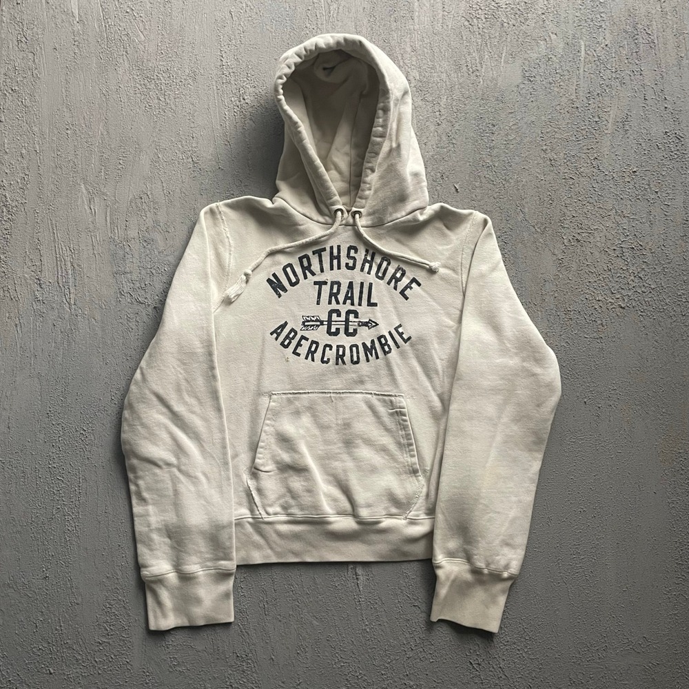 Vintage Abercrombie Northshore Trail Graphic Hoodie Mens Medium Cream 2000s